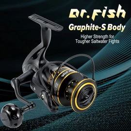 Dr.Fish Saltwater Spinning Reel Surf Fishing Reel, Graphite Body, 9+1 Ball Bearings, CNC Aluminum Spool and Handle, 25LB Carbon Fiber Drag, Poseidon Saltwater Surf Fishing Offshore Reel PL5000