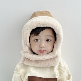 Unisex Kids' Soft Fluffy Balaclava Hat - Winter Neck Warmer lf1440 Free Size/50-52cm Deep Beige 4ea