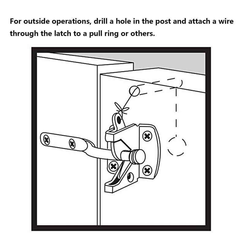 Self Locking Gate Latch with Spring Cable Pull for Wooden