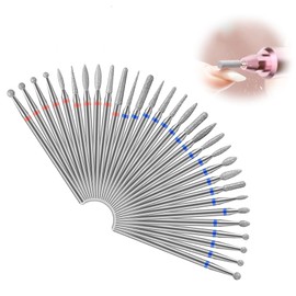 Hugwish 30pcs Nail Drill Attachments Diamond, Nail Drill Bits, Cutter Bits, Cutter for Gel Nails Attachments for Polishing, Gel Removal, Dead Skin, Manicure Tools