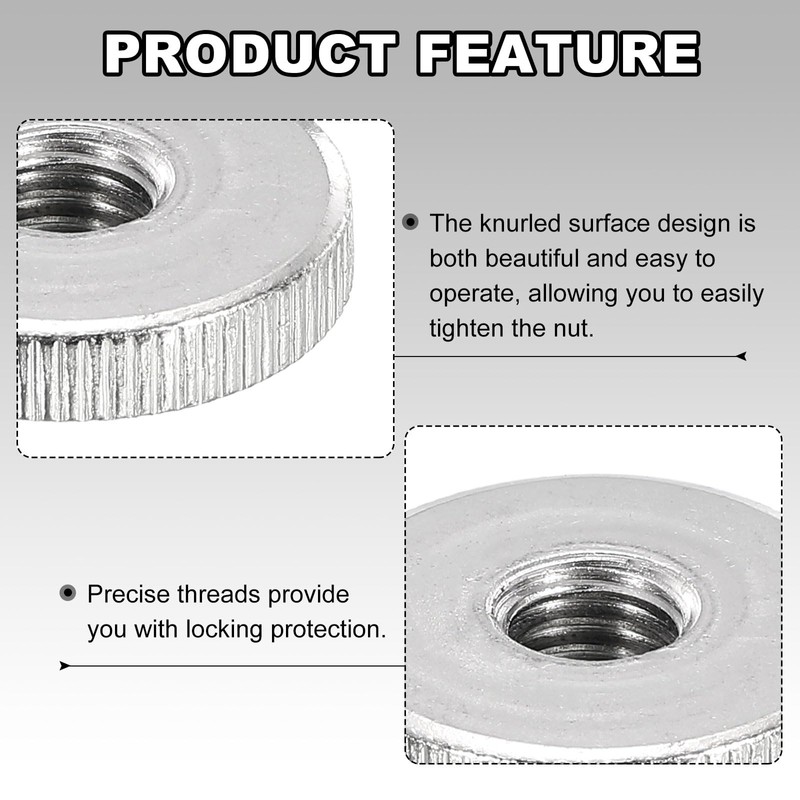 QUARKZMAN Knurled Thumb Nuts M3 Female Thread Thin Nickel Plated