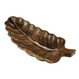 AeraVida Peaceful Olive Branch Leaf Shaped Hand Carved Natural Wood Plate/Tray | Wooden Trays for Serving | Wooden Serving Platter | Brown Leaf Wooden Tray | Leaf-Shaped Wooden Platter | Wooden Tray