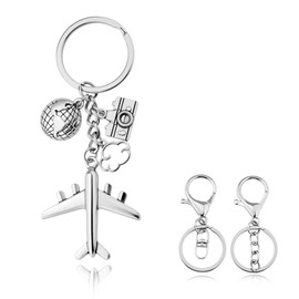 Airplane Aeroplane Keychain Holiday Travel Flight Attendant Gift for Traveller Pilot Camera Earth Keychains Bon Voyage Gift Travel Theme Party Favors for Backpack Wallet Key Charm Keyring