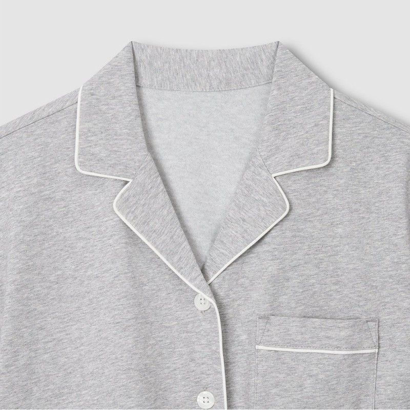 JAJU [JAJU] JAJU AIR Cotton 3/4 Sleeve Pajama Set_Melange Grey