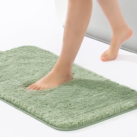 ROSMARUS Shaggy Bath Rugs for Bathroom Non Slip 24" X 36", Water Absorbent Bath Mat, Soft Shower Mat for Bathroom Floor & Tub, Fluffy Plush Bathroom Rugs Machine Washable, Green