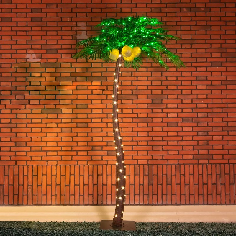 TYBEEU 7ft Lighted Palm Tree 208 LED Lights with Glowing
