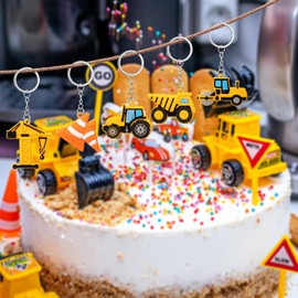 36 piezas de construcción para fiestas de construcción, llaveros de construcción, excavadora, tractor, llavero para fiestas de cumpleaños para niños, baby shower, regalos de devolución, decoración de fiesta de construcción