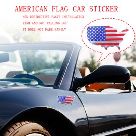 USA Flag Map Emblem Car Sticker for Car Body Truck Wall Styling (Silver Red)