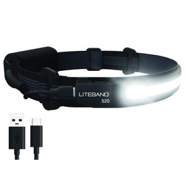 Liteband ACTIV 520 by OPTIMAL VENTURES Wide-Beam LED Headlamp, 210° Illumination, 520 Lumens, Lightweight, Rechargeable, USB-C, Red LED Mode, Camping, Running, Hiking, Fits Hard Hats, Night