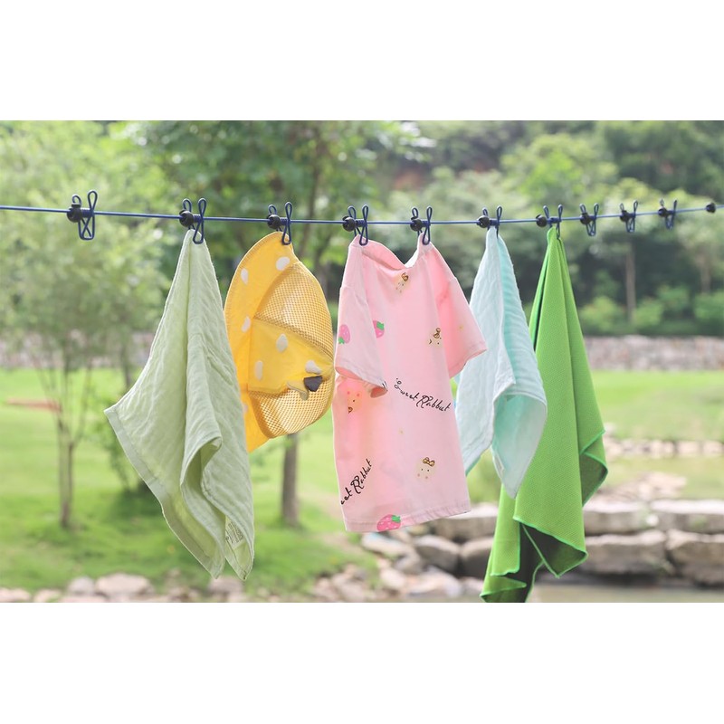 Winuin Clothesline, Laundry Rope, Travel with 12 Clips, For Camping,