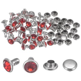 sourcing map 100pcs Crystal Rivets 6mm Rhinestone Rivets Rapid Stud Rivets for Clothing Leather Crafting Fabric Arts Crafts Decoration Leathercraft DIY Leather-Craft, Red