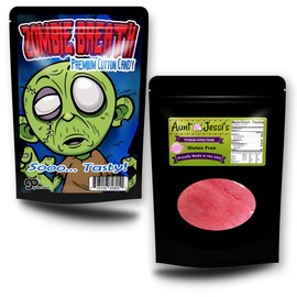 Gears Out Zombie Breath Cotton Candy - Funny Zombie Design - Novelty Candy for Kids - Gluten-Free, Made in America, Pink Cotton Candy