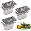 ORFCP Set of 3 Containers 1/9 Stainless Steel with Lid,