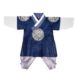 Korean Traditional Baby Boy Hanbok Dark Navy 100 days-10 years Dol First Birthday Party Baikil Party Pleated 철릭 GBH029 (1 year (dol))