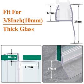 Shower Door Bottom Seal, 118Inch(3PCS x 39 Inch) Frameless Glass Door Side Seal Strip for 3/8 Inch Glass Shower Door Sweep Clear to Stop Leak (H-Type)