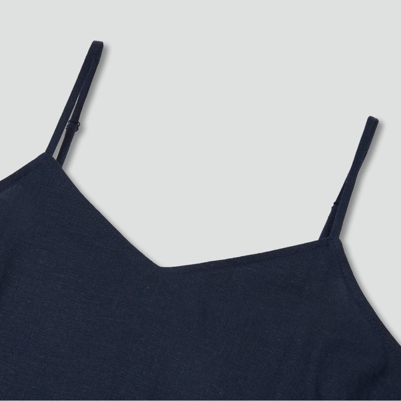 JAJU [JAJU] Light Linen Blend Bustier Dress_Navy