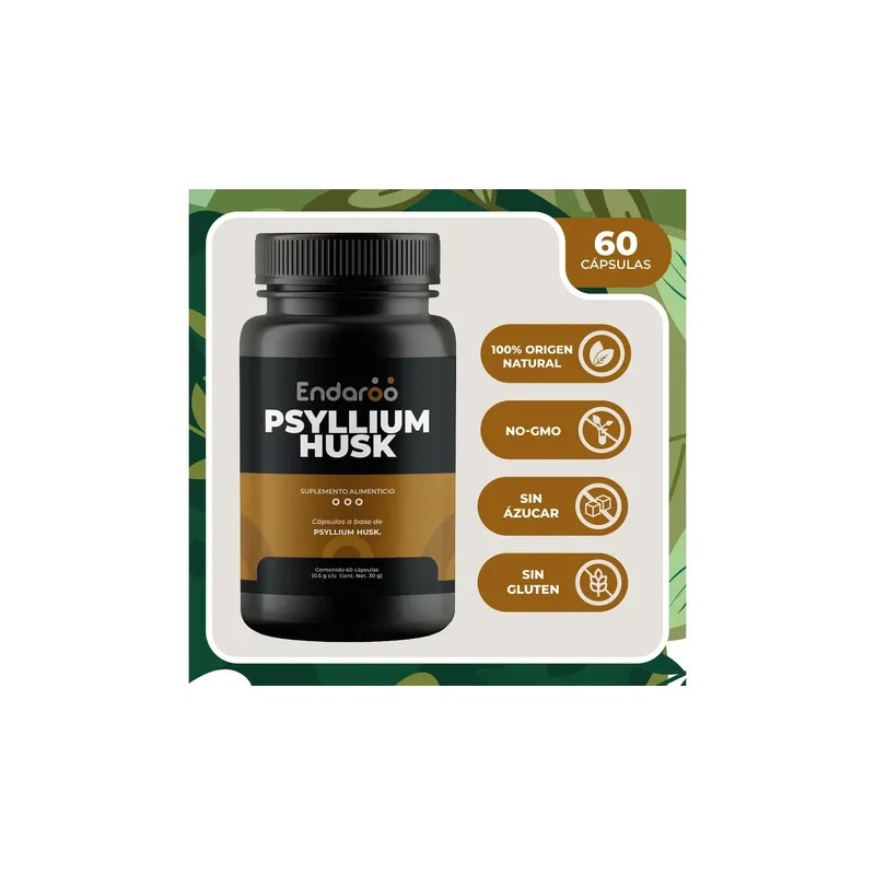 Fibra De Psyllium Husk 100% Puro 60 Cápsulas