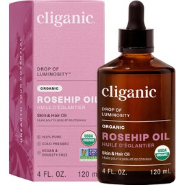 Cliganic Aceite de Semilla de Rosa Mosqueta Orgánico, 100% Puro y Natural, 120 ml