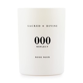 Sacred + Divine 000 "Reflect Scented Intention Candle, Rose Noir, Angel Number Manifestation Candle, Soy Coconut Aromatherapy Candle with 80 Hour Burn Time