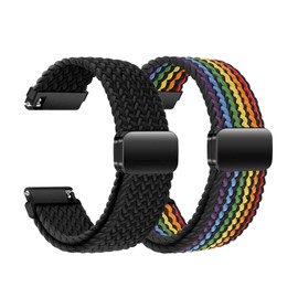 KUBFDL Nylon Watch Strap 20 mm 22 mm Elastic Bracelet with Magnetic Clasp for Men and Women Quick Release Smartwatches Replacement Strap Adjustable Breathable Sports Watch Straps
