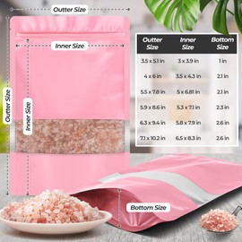 Funfery 100 Pcs Smell Proof Packaging Bags,Mylar Clear Bags for Food Storage,Sealable Bags for Packaging,Stand Up Pouches with Window,Resealable Bags for Small Business,Cookies,Candy(Pink,4.7x7.9in)