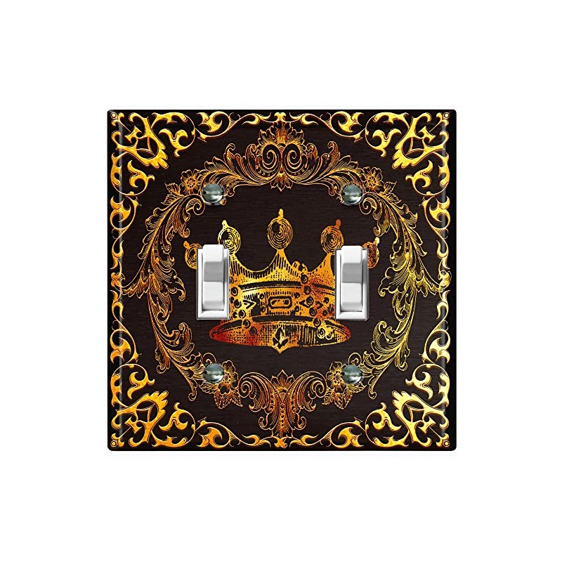 Metal Light Switch Plate Cover Elegant Black Crown Frame FRA021