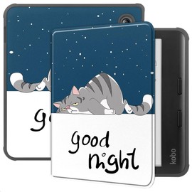 GIOPUEY Case Compatible with Tolino Vision Colour, Flip Case, PU Leather + Soft TPU Case, Auto Sleep/Wake, 360° Protection - Cat