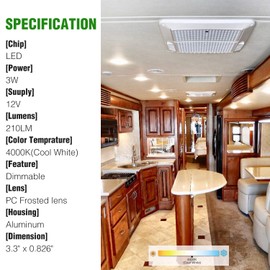 Homdec 12 Volt RV Interior Light Recessed Mount - 6Packs, 3Inch RV Puck Light, 4W 4000K Cool White, for RV Trailer Camper Motorhome Van Boat Yacht