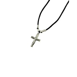 Zac's Alter Ego Crucifix Pendant on Wax Cord Necklace for Men/Women
