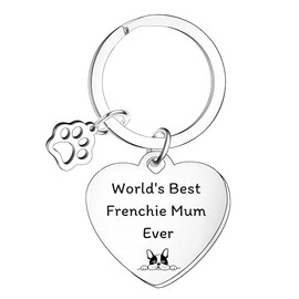 YpbbyKit Dog Mum Keyring Frenchie Lover Gifts for Women World's Best Frenchie Mum Ever Keyring Dog Lover Present