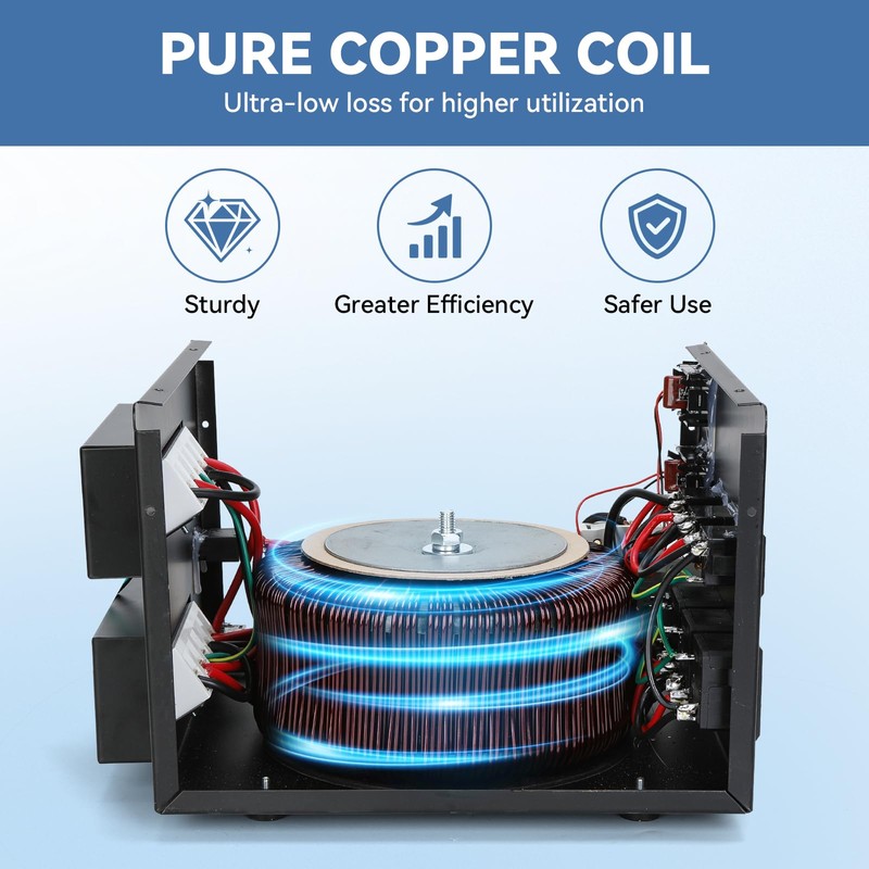 5000W Voltage Transformer Step Up/Down, 110V/220V Voltage Converter, Manual Rewiring
