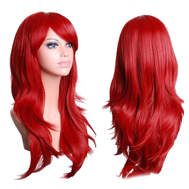 Peluca Roja Larga y Rizada, Peluca Roja para Mujer, Cabello