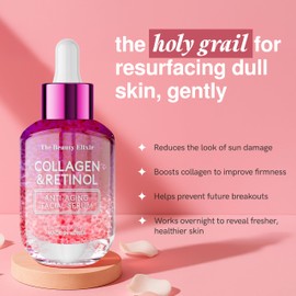 The Beauty Elixir Collagen & Retinol Serum For Face - Ultra Hydrating, Restores, Smooths & Reduces Wrinkles - Dermatologist Tested, Natural Ingredients, Clean Beauty - Korean Skin Care - 1.69 Fl. Oz