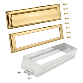 Nuk3y Solid Brass Mail Slot with Sleeve (Polished Brass, 13" x 3.625")
