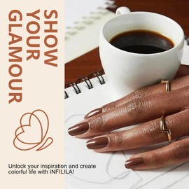 NXJ INFILILA Brown Gel Nail Polish, 15ml 0.51oz Dark Brown Gel Polish, Hema Free Brown Fall Winter Gel Polish Color, Chocolate Brown Gel Polish Soak Off UV Gel Nail Manicure DIY Gift for Women Girls