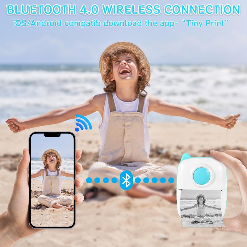 XINGGANG Mini Printer, Mobile Photo Printer, Portable Mini Photo Printer,