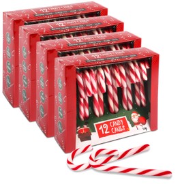 4 x Beckys Candy Canes Strawberry Flavour – 12 Red/White Candy Canes, 12 g per Piece – in Red Gift Box – Perfect for Christmas Decoration, Tree Decoration & as a Candy for the Christmas Plate