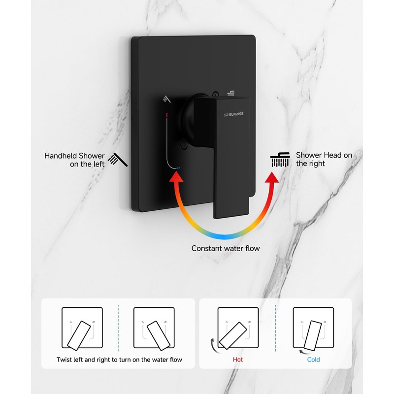 SR SUN RISE Shower System Bathroom 10 Inch Rainfall Shower