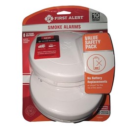 First Alert 10 Year Photoelectric Smoke Detector 2 Pack, No Battery Replacements