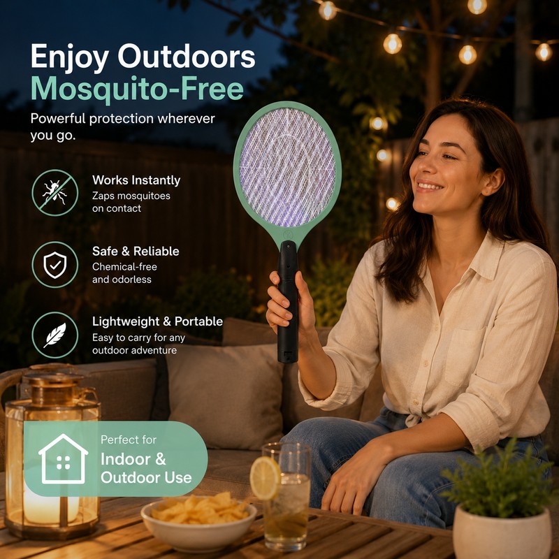 Electric Mosquito Swatter for Home Pest Control – Cordless Battery