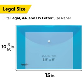 FlexOffice Legal Size Plastic Envelopes with Snap Closure 9"x12", 6 Colors, Reusable Document File Folder Organizer to Hold Christmas Greeting Cards - Pack 36