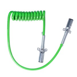 Ailbiuko 7 Way ABS Cord 12FT Green Coiled Pigtail Electrical Power Cords Coil Heavy Duty Cable Power Wire for Semi Trucks Trailer Tractors