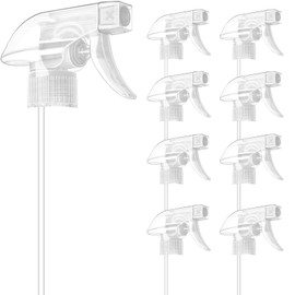 DIYSELF Spray-Nozzle-for-Bottles, 8 Pcs Spray Bottle Tops Replacement, Mist Stream Trigger Sprayer for 8oz 16oz 32oz Bottles, Clear Spray Bottle Heads for Cleaning Solutions, Car Detailing, Leakproof