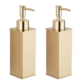 BGL Soap Dispenser, 2 Pack 304 Stainless Steel Standing Liquid Dispenser Square Pump Bottles for Bathroom and Kitchen Decoration, Gold