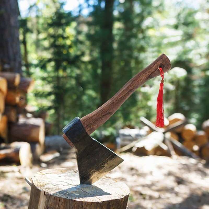 HOMSFOU 10.24In Wooden Axe Handle Replacement Ergonomic Grip for Woodworking
