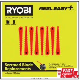 RYOBI Reel Easy + Serrated Blade Replacements (8-pack) | Ryobi Head Fixed String Of