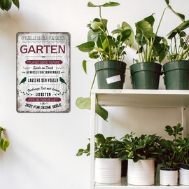 Retro Gartenregeln Sign Tin Signs Garden with Sayings, Metal Sign Garden Outdoor Decoration Gifts for Garden Lovers 20 x 30 cm