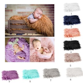 KOMBIUDA Light Grey Faux Fur Newborn Photography Mat Soft Photography Blanket for Photo Props and DIY Photography Outfits