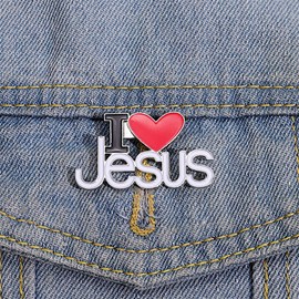 I Love Jesus Brooch Pin Set Religous Christian Enamel Lapel Pin for Backpacks Lapel Pins Bedge Brooches Pins for Bags Hats Caps Clothes Vest Jackets