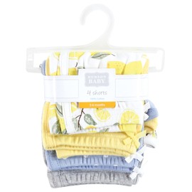 Hudson Baby Unisex Baby and Toddler Shorts Bottoms 4-Pack, Lemons, 3-6 Months